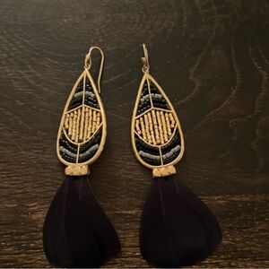 Stella & Dot Black and Gold Dangle Earrings